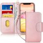 Wallet Case for iPhone 11 Pro for Kickstand Luxury Leather Flip Folio Rose Gold