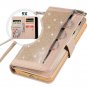 Wallet Case for iPhone 11 PRO MAX Girly Bling Glitter Leather Trifold Purse Gold
