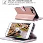 Wallet Case for iPhone 8/7 Plus Floral Kickstand Hand Strap Shockproof Rose Gold
