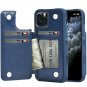 Leather Wallet Case with Card Pockets Back Flip Cover for iPhone 11 Pro Blue