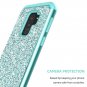 Case for Galaxy S9 Plus Glitter Luxury Crystal 2 Layer Shockproof Hard Turquoise