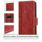 Procase Galaxy S10 Plus Genuine Leather Case, Vintage Wallet Folding Flip red