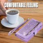 Galaxy S10 Plus Wallet Case with Strap for Women,Auker Sparkly Purple