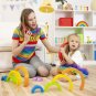 Lewo Wooden Rainbow Stacker Large Nesting Puzzle Blocks Educational Toys for...