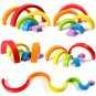 Lewo Wooden Rainbow Stacker Large Nesting Puzzle Blocks Educational Toys for...