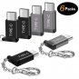 Micro USB to C Adapter (6 Pack),Basesailor Type C Keychain Black & Gray