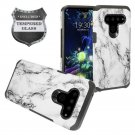 Z-GEN - LG V50 ThinQ - Hybrid Image Phone Case + Tempered AD1 White Marble