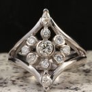 Estate 1.00Ct Natural VS1 Diamond 14K Solid White Gold Ring
