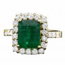 4.30Ct Natural Emerald & Diamond 14K Solid Yellow Gold Ring