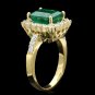 4.30Ct Natural Emerald & Diamond 14K Solid Yellow Gold Ring