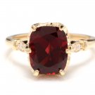 3.68 Carats Natural Garnet and Diamond 14K Solid Yellow Gold Ring