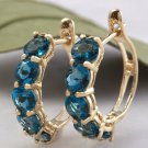 2.60 Carats Natural London Blue Topaz 14k Solid Yellow Gold Huggie Earrings