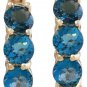 2.60 Carats Natural London Blue Topaz 14k Solid Yellow Gold Huggie Earrings