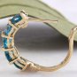 2.60 Carats Natural London Blue Topaz 14k Solid Yellow Gold Huggie Earrings