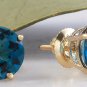 4.25 Carats Natural London Blue Topaz 14K Solid Yellow Gold Stud Earrings
