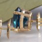 4.25 Carats Natural London Blue Topaz 14K Solid Yellow Gold Stud Earrings