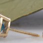 4.25 Carats Natural London Blue Topaz 14K Solid Yellow Gold Stud Earrings