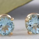 2.00 Carats Natural Aquamarine 14k Solid Yellow Gold Stud Earrings