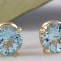 2.00 Carats Natural Aquamarine 14k Solid Yellow Gold Stud Earrings