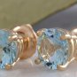 2.00 Carats Natural Aquamarine 14k Solid Yellow Gold Stud Earrings