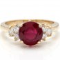 3.05 Carats Red Ruby and Diamond 14K Solid Yellow Gold Ring