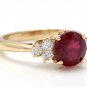 3.05 Carats Red Ruby and Diamond 14K Solid Yellow Gold Ring