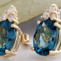 4.80ct Natural London Blue Topaz and Diamond 14K Yellow Gold Earrings