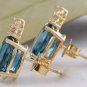 4.80ct Natural London Blue Topaz and Diamond 14K Yellow Gold Earrings