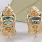 4.80ct Natural London Blue Topaz and Diamond 14K Yellow Gold Earrings