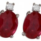 4.18ct Natural Red Ruby and Diamond 14K Solid White Gold Earrings