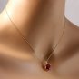 6.05Ct Natural Ruby and Diamond 14K Solid Yellow Gold Necklace