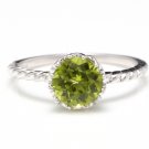1.50 Carats Natural Peridot 14K Solid White Gold Ring