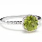 1.50 Carats Natural Peridot 14K Solid White Gold Ring
