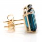 7.45 Carats Natural London Blue Topaz 14K Solid Yellow Gold Stud Earrings