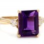 3.48 Carats Natural Amethyst and Diamond 14K Solid Yellow Gold Ring