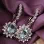 9.60Ct Natural Aquamarine and Diamond 14K Solid White Gold Earrings