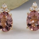 2.90ct Natural Morganite and Diamond 14K Solid Yellow Gold Earrings