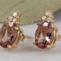 2.90ct Natural Morganite and Diamond 14K Solid Yellow Gold Earrings