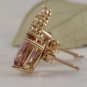2.90ct Natural Morganite and Diamond 14K Solid Yellow Gold Earrings