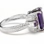 4.70 Carats NATURAL Amethyst and Diamond 14K Solid White Gold Ring