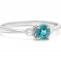 1.30 Carats Natural Blue Zircon and Diamond 14K Solid White Gold Ring