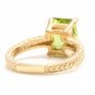 3.20 Carats Natural Peridot and Diamond 14K Solid Yellow Gold Ring