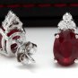 4.20ct Red Ruby and Natural Diamond 14K Solid White Gold Earrings