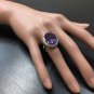 15.00 Carats Natural Amethyst and Diamond 14K Solid White Gold Ring