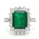 5.40Ct Natural Emerald & Diamond 14K Solid White Gold Ring