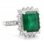 5.40Ct Natural Emerald & Diamond 14K Solid White Gold Ring