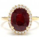 5.80 Carats Red Ruby and Natural Diamond 14K Solid Yellow Gold Ring