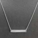 14K Solid White Gold Bar Necklace with Diamond Accent