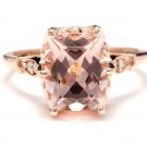 3.08 Carats Natural Morganite and Diamond 14K Solid Rose Gold Ring