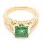 2.60Ct Natural Emerald & Diamond 14K Solid Yellow Gold Ring